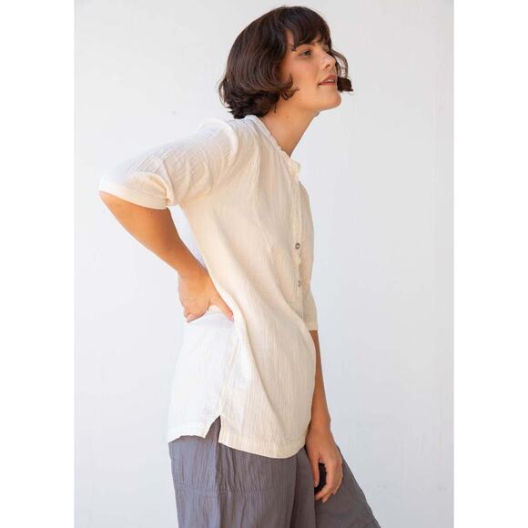 Atelier Delphine April Top Half Sleeve Kinari Ivory Cotton Gauze Large NWOT $210 - Picture 2 of 15